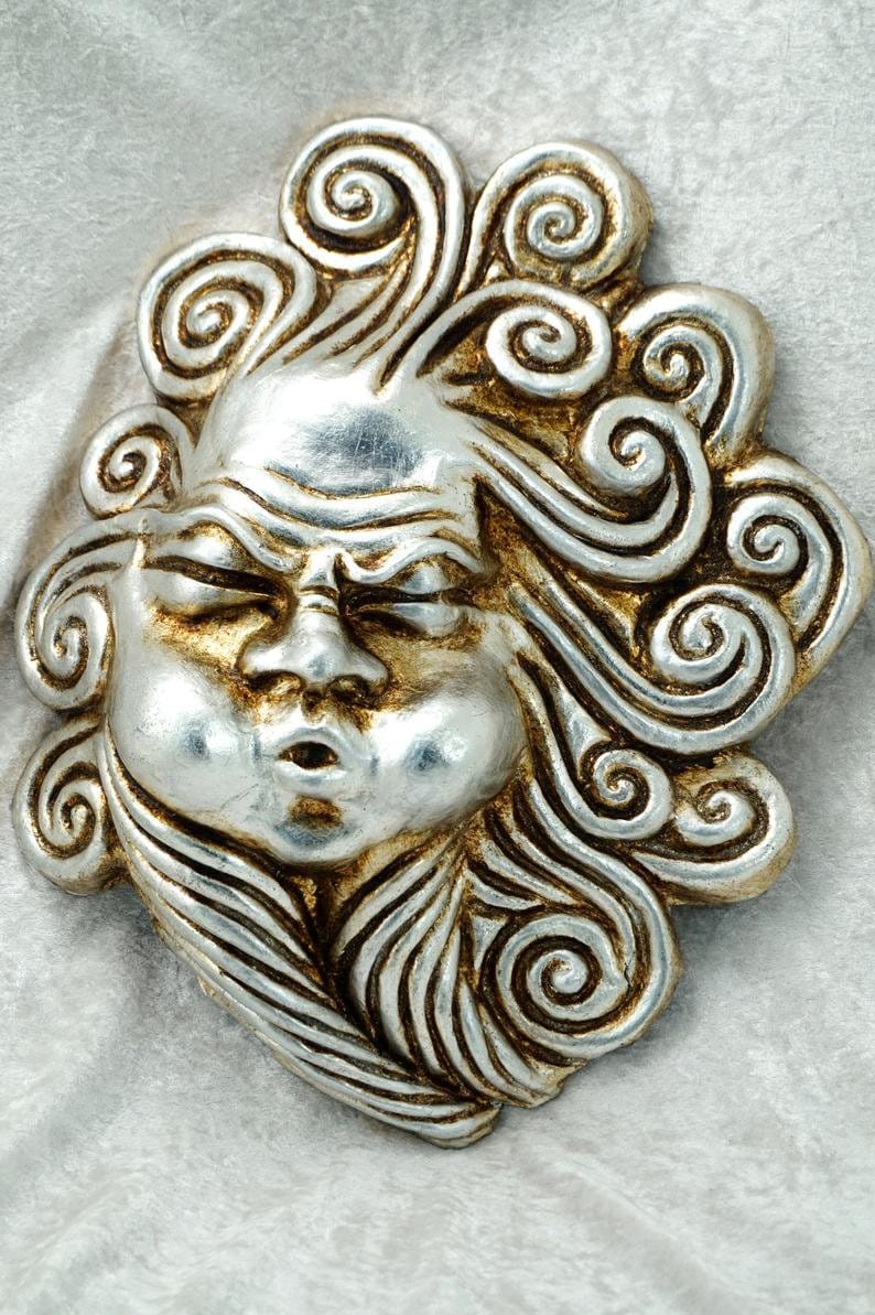 Máscara del Viento Plata Eolo, divino guardián de los vientos veneciano máscara estilo italiano