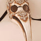 Plague doctor costume mask with macramè silver made by hand in Italy for the Venetian Carnival