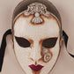 Máscara veneciana de plata macramè pierrot hecha a mano en Italia