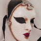 Venetian pierrot macramè silver mask handmade in Italy