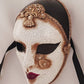 Venetian pierrot macramè gold mask handmade in Italy
