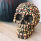 Máscara del Día de la Muerte Mexicana calavera/calavera con cristales Swarovski y pan de oro, hecha a mano con resina