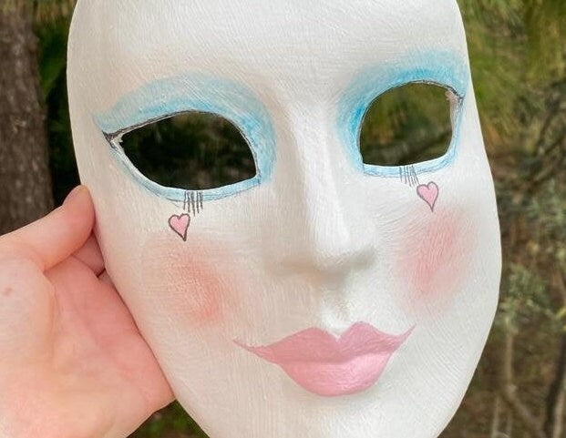 Pierrot's Face Original Máscara Veneciana Hecha A Mano Ideal Para Fiesta De Halloween Millennials