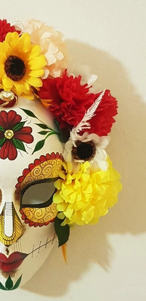 Mask ready - Death Day mask Máscara día de los muertos  Italy American Halloween models Maschera con fiori giorno della maschera