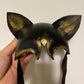 Máscara veneciana Gattina Delft hecha a mano en papel dorado de media cara. Máscara de gato Halloween Bunny girl Máscara sexy Mascarada