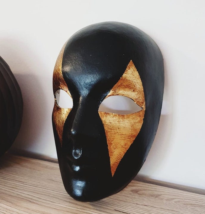 ROMBURY Máscara completa negra y dorada estilo veneciano