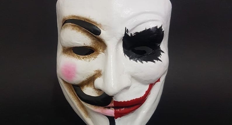 V for Vendetta Original Venetian Joker Mask Halloween Horror Italian Carnival of Venice