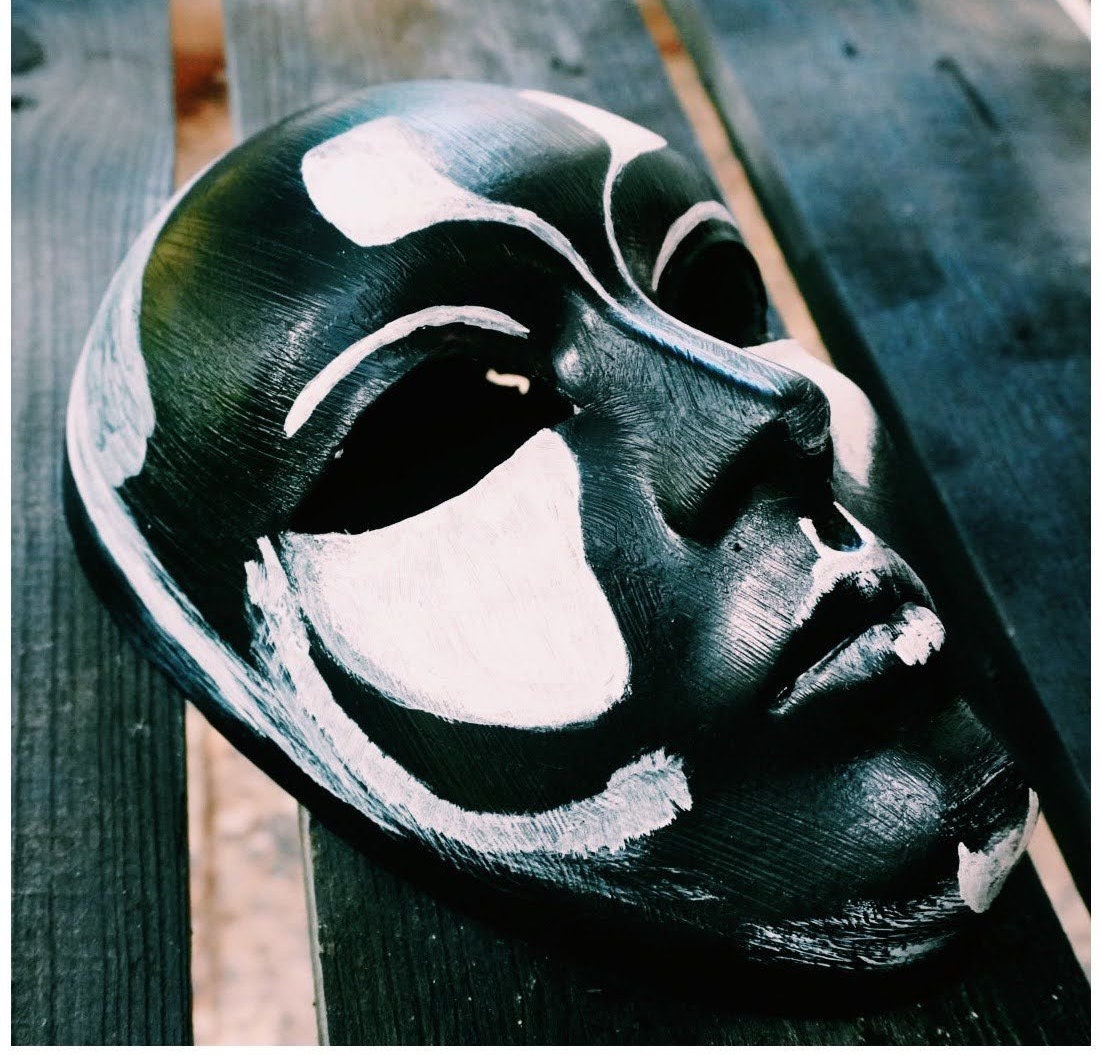 EDICIÓN LIMITADA Máscara lista - Cara veneciana completa Black Love hecha a mano en Italia Máscara original y moderna para Carnaval y Halloween