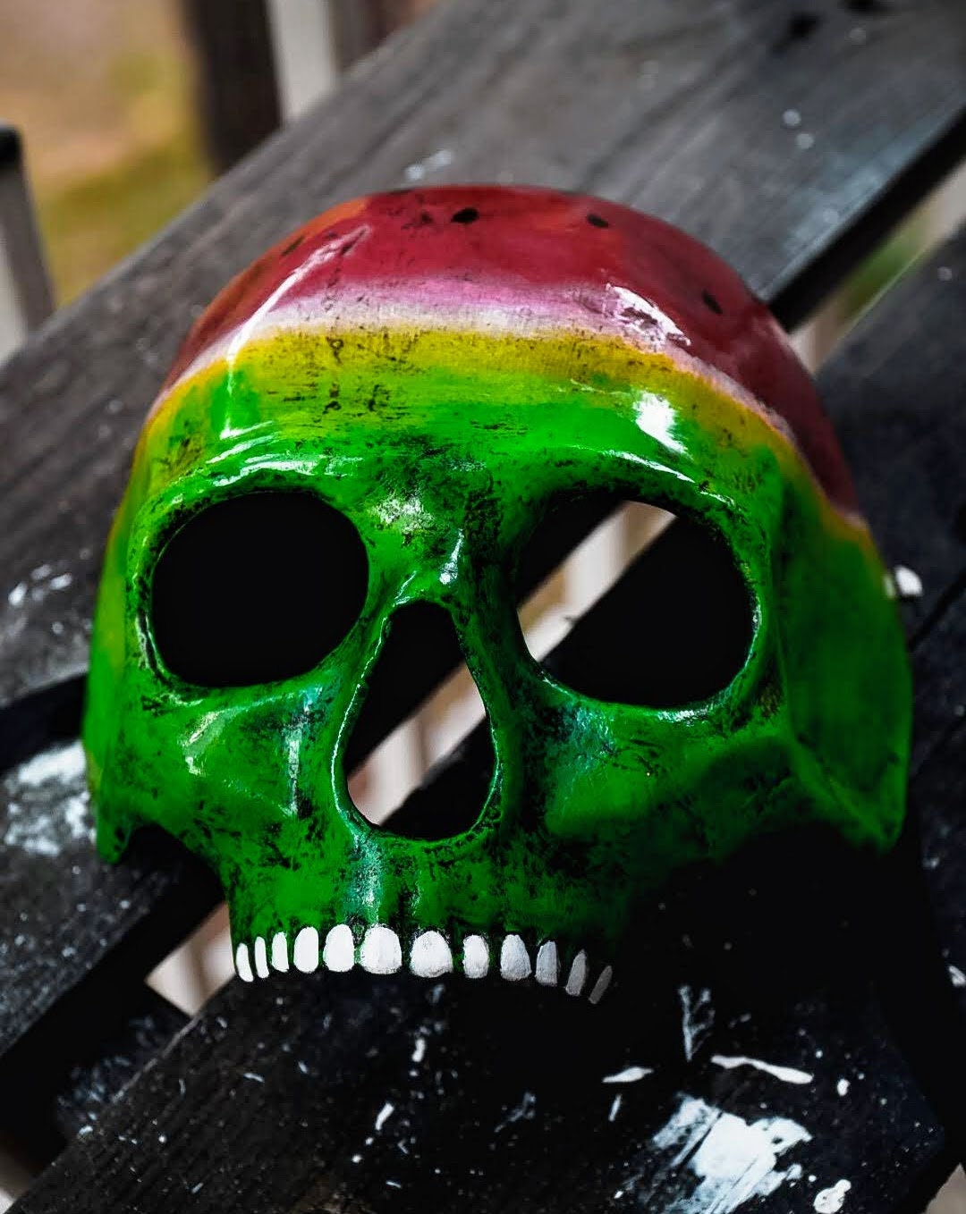 Mask ready - Skull mask Watermelon Fruit venetian style