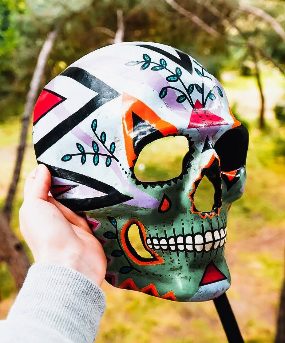 Mask ready - Skull flowers mask venetian style