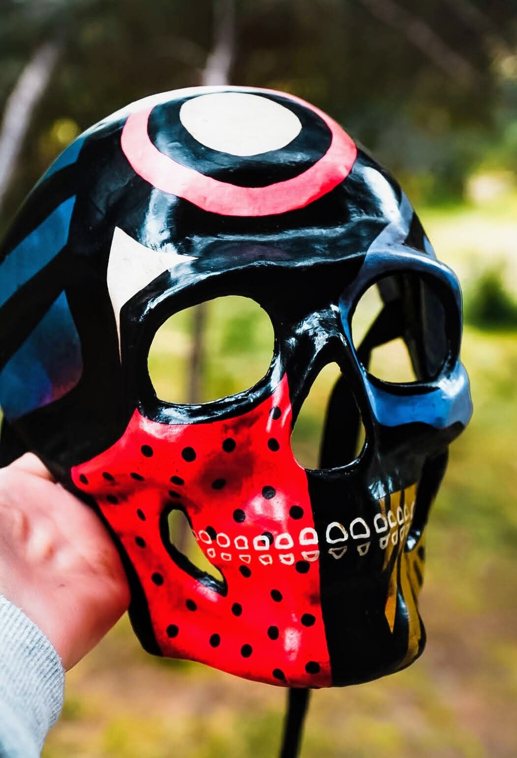 Mask ready - Skull mask Red Black lights venetian style
