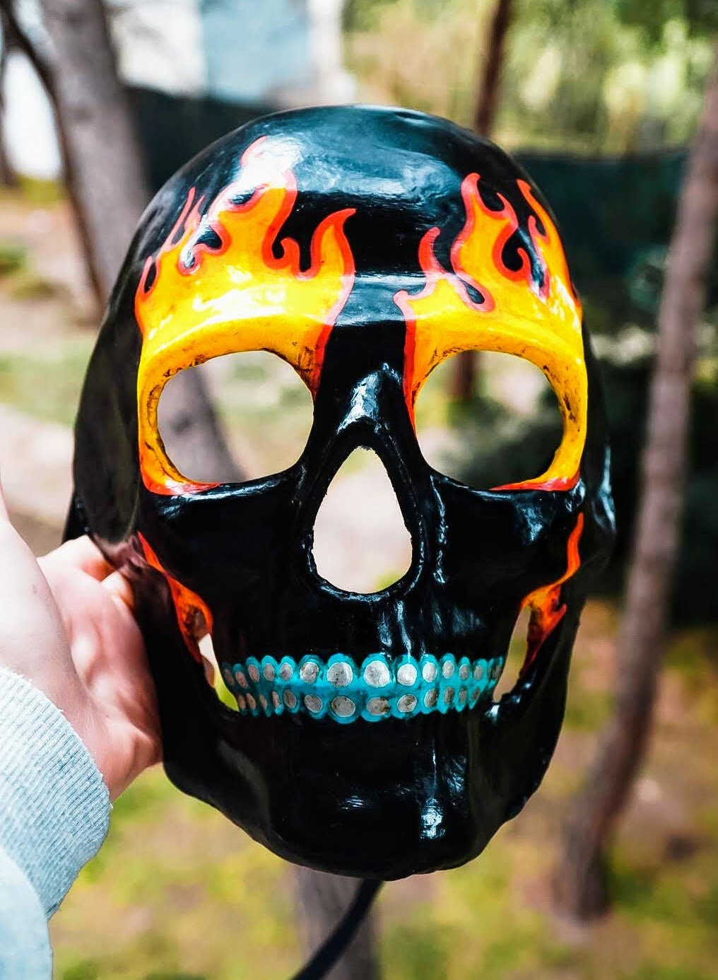 Máscara lista - Máscara de calavera On Fire estilo veneciano
