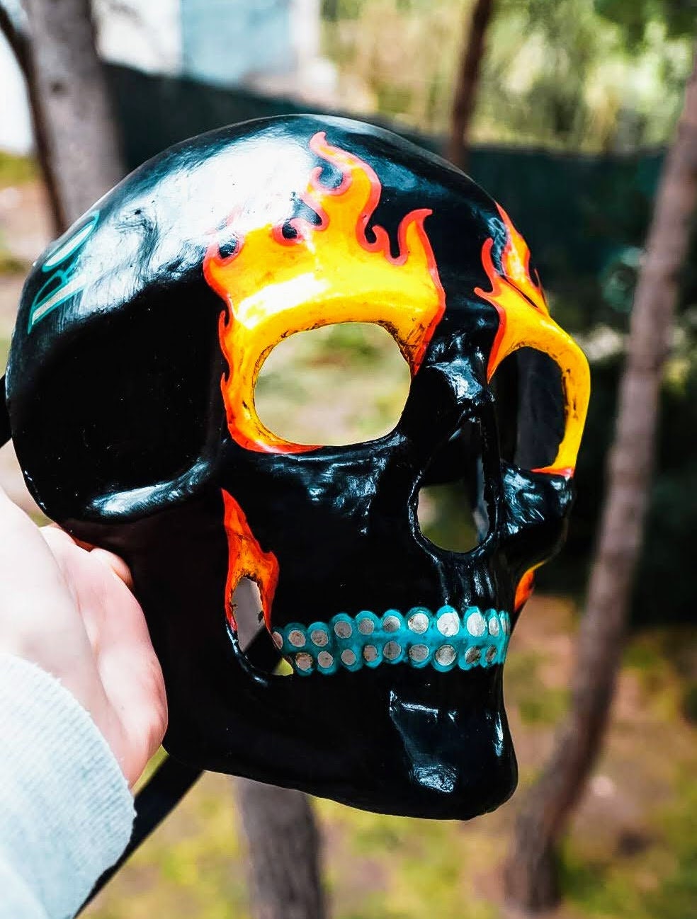 Mask ready - Skull mask On Fire venetian style