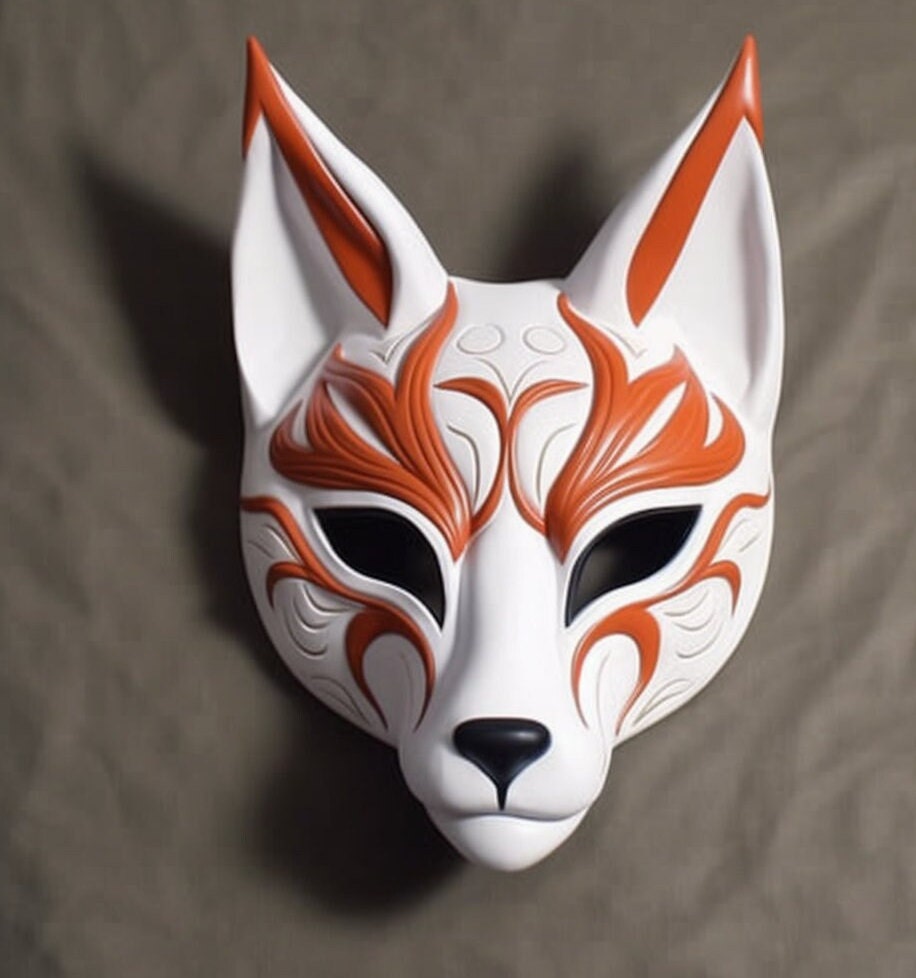 Encantadora máscara de zorro japonesa: una cautivadora manualidad de mascarada para cosplay y fiestas de disfraces Máscara de zorro japonesa, máscara de mascarada de zorro, artesanía