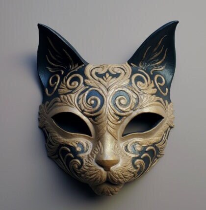 Máscara veneciana de gato única y decorada: una obra de arte para tu disfraz de carnaval Máscara veneciana de gato hecha a mano en Italia Máscara veneciana en papel