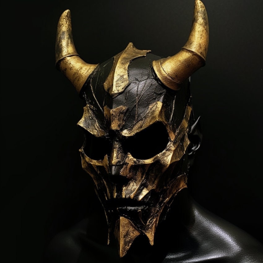 Limited Edition face demon mask. Black demon mask. Masquerade mask. Carnival mask. Halloween mask