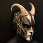 Limited Edition Made for me. Full face demon mask. White, gold, black and red demon mask. Masquerade mask. Carnival mask.