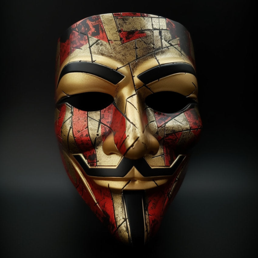 Máscaras especiales de EDICIÓN LIMITADA listas: V de Vendetta Máscara de calidad premium roja, dorada y negra: artesanía exquisita para verdaderos fanáticos