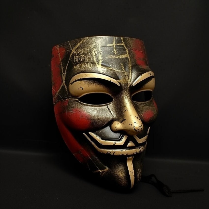 Special LIMITED EDITION Masks ready - V for Vendetta Red, Gold, and Black Premium Quality Mask - Exquisite Craftsmanship for True Fans