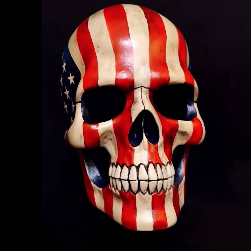 SPECIAL EDITION. American skull venetian mask. handmade. unique piece