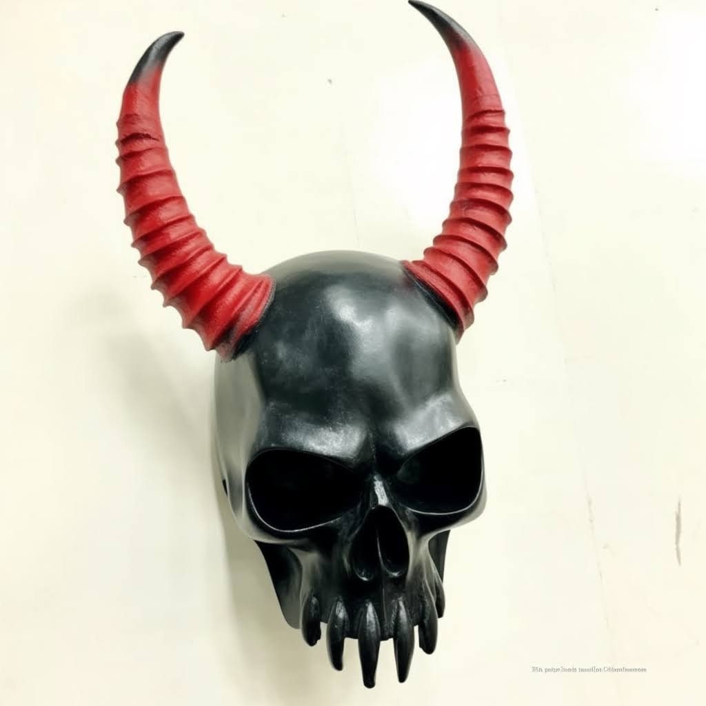 LIMITED EDITION. Venetian skull mask with horns.