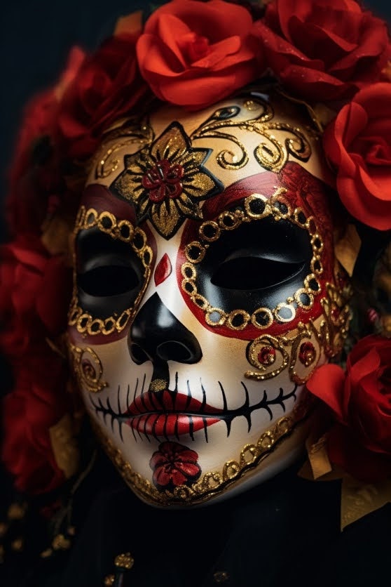 LIMITED EDITION Venetian Catrina: Mexican mask of Venetian elegance. Celebrate life and culture with this unique piece. Discover it on Etsy!
