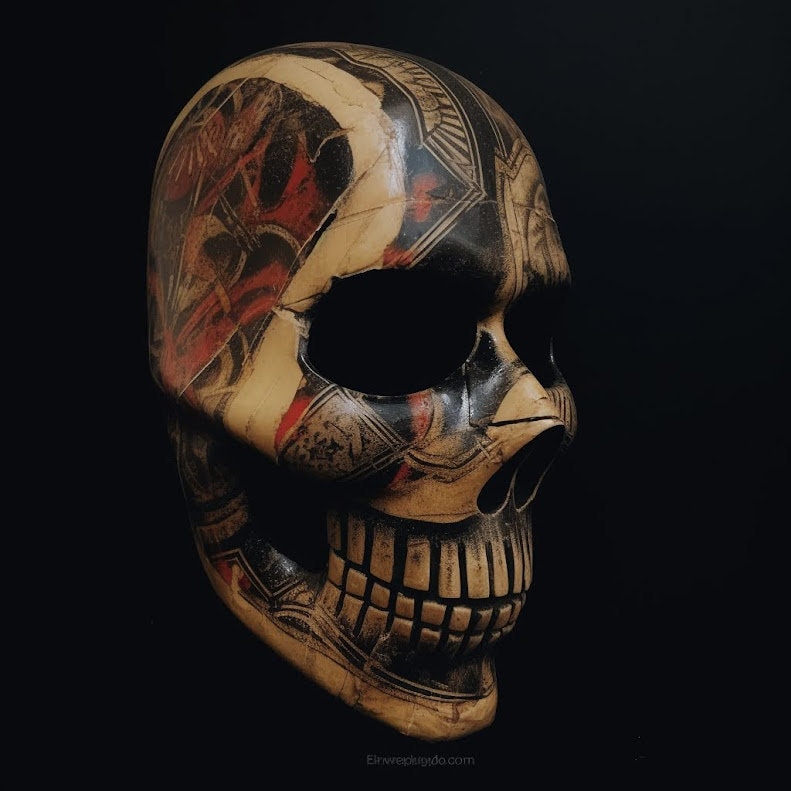 Arte del cráneo Media máscara Guerrero del cráneo Asesino Muerte Asesino Destripador