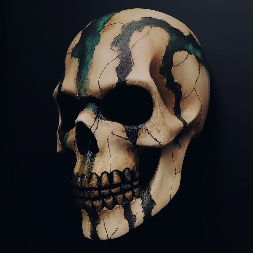 Cracked Skull: Skull mask with cracks for a mystical and unique touch in your style.