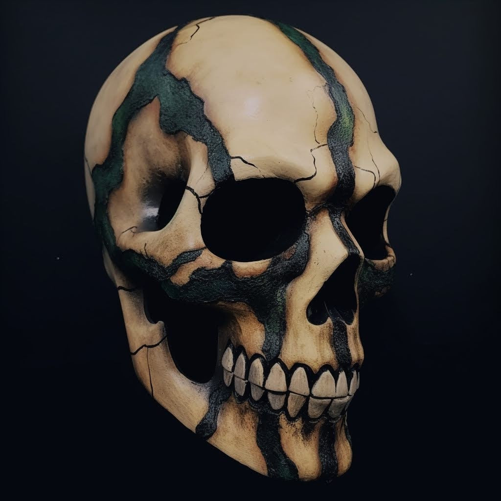 Cracked Skull: Skull mask with cracks for a mystical and unique touch in your style.