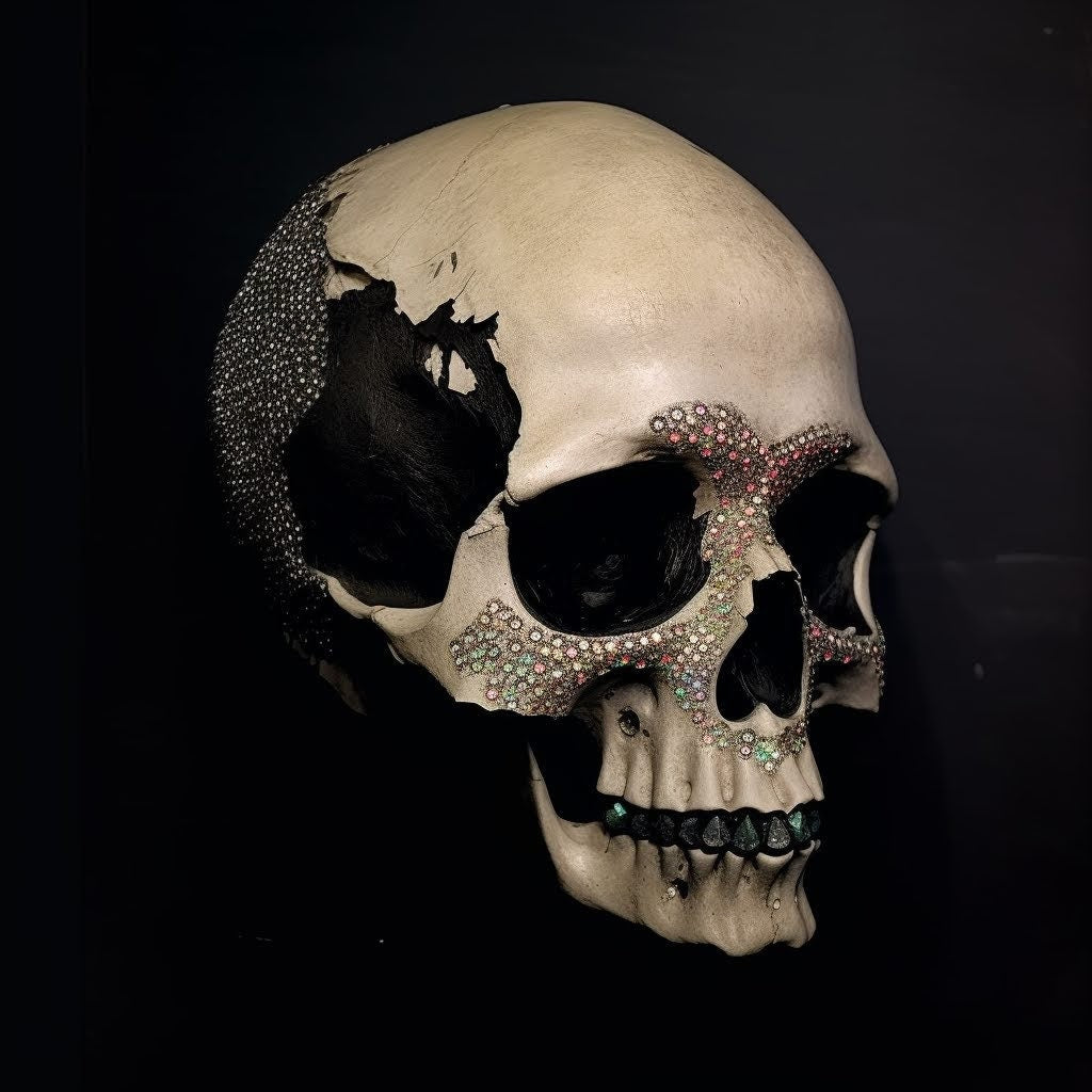 SPECIAL EDITION Shine and Elegance Venetian skull mask with glitter and precious stones. Only decoration mask, Not to wear