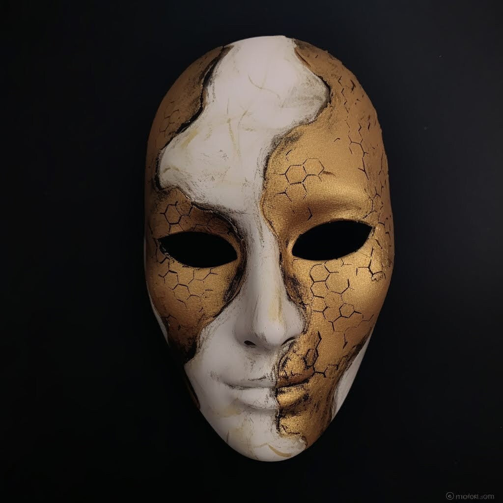 EDICIÓN LIMITADA Máscaras Venecianas de Sirenas Encantadas Hechas a mano Oro y blanco